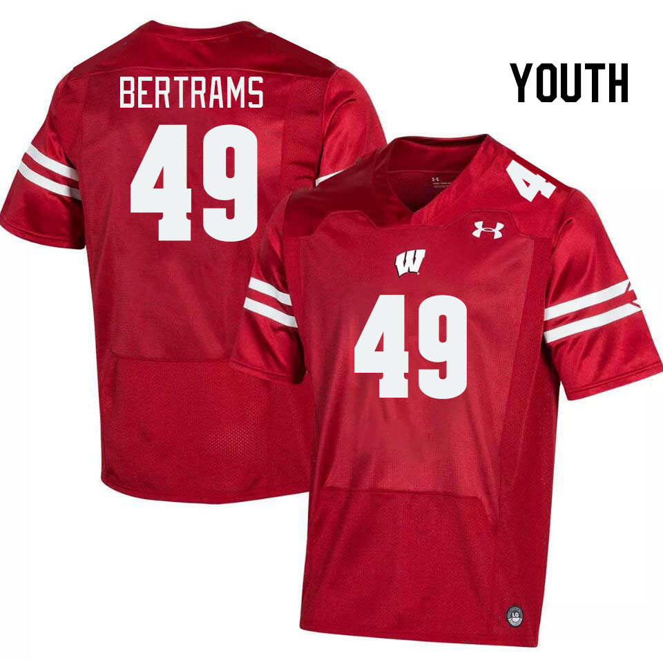 Youth #49 Atticus Bertrams Wisconsin Badgers College Football Jerseys Stitched Sale-Red